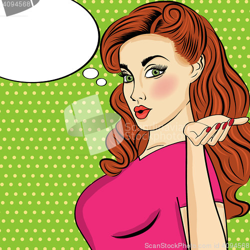 Image of Pop art  woman . Comic woman with speech bubble