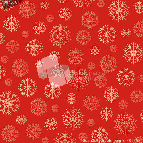 Image of Gorgeous snowflakes background in golden and red
