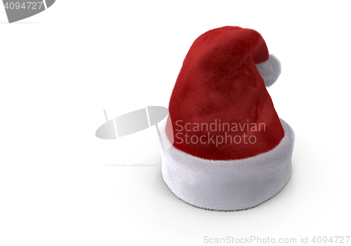Image of Red hat of Santa Claus. 3D rendering.