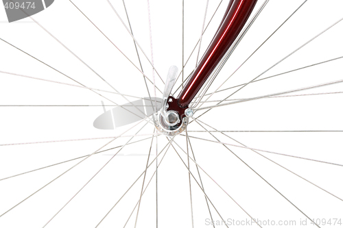 Image of Spokes of a front bicycle wheel