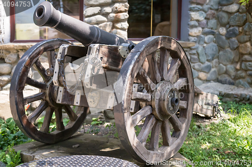 Image of The historical monument of old artillery gun.