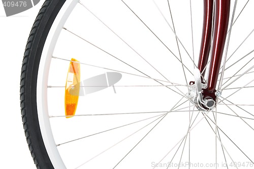 Image of Front wheel of a bicycle