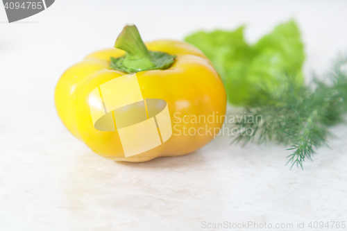 Image of Yellow bell peppers. Presents closeup.