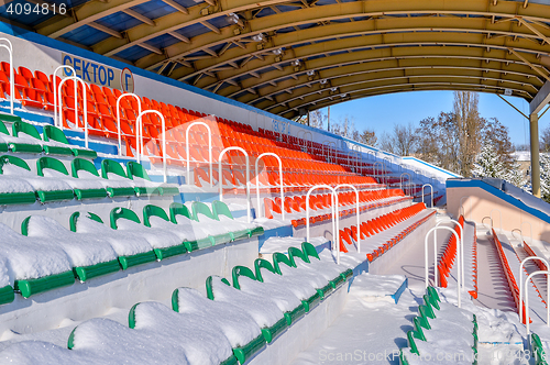 Image of Background chairs at stadium , winter