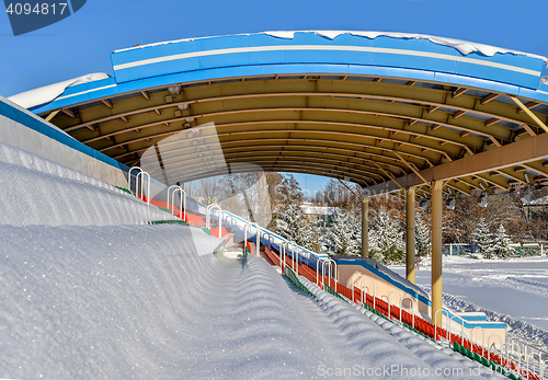 Image of Background chairs at stadium , winter