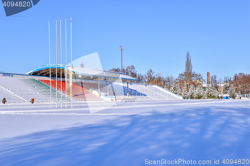 Image of Background chairs at stadium , winter