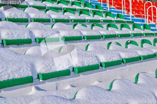 Image of Background chairs at stadium , winter