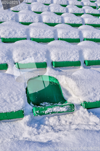 Image of Background chairs at stadium , winter