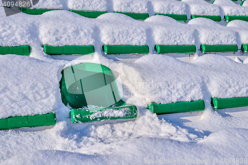 Image of Background chairs at stadium , winter