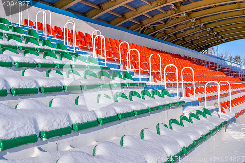 Image of Background chairs at stadium , winter