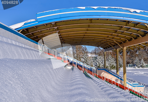 Image of Background chairs at stadium , winter