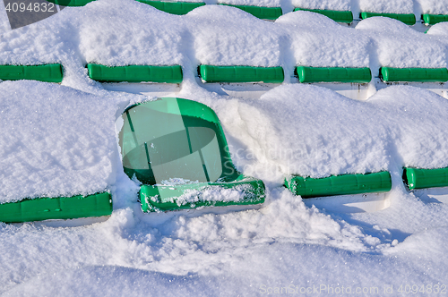 Image of Background chairs at stadium , winter