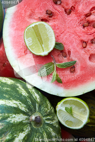 Image of pieces of fresh watermelon as background