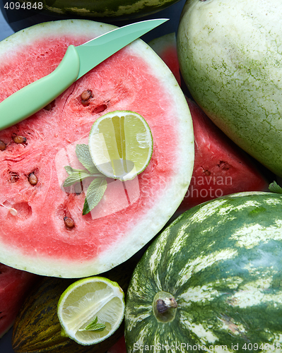 Image of Background of fresh ripe watermelon slices