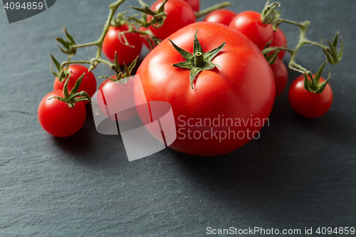 Image of Cherry Tomatoes on Black Stone