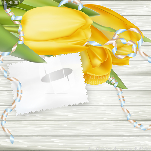 Image of Paper card with tulips. EPS 10