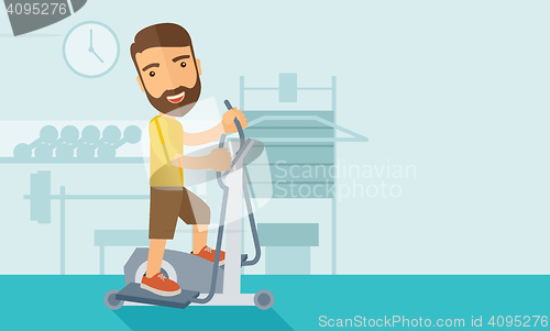 Image of Man in gym sport workout exercises.