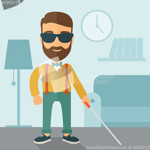 Image of Blind man with walking stick