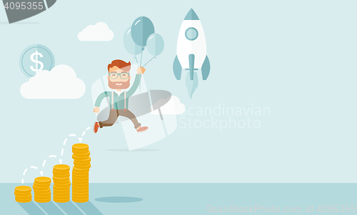 Image of Businessman in balloon