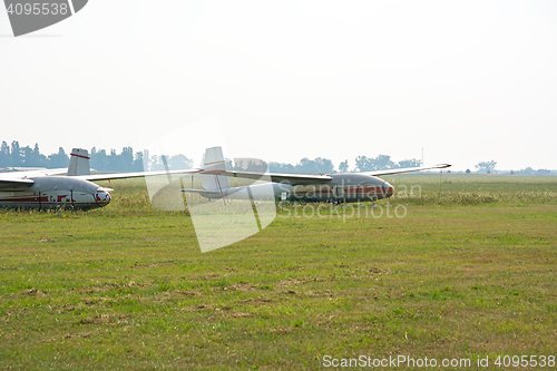 Image of Old gliders on the airfield.