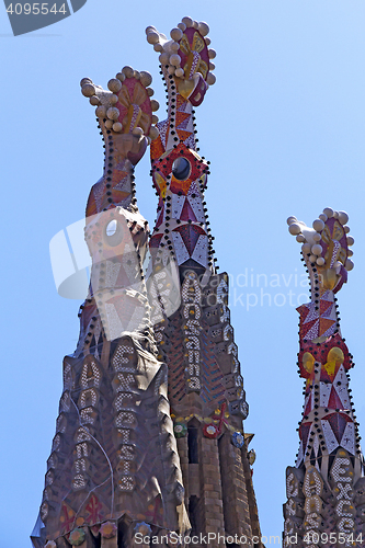 Image of Details of facade of Basilica Sagrada Familia in Barcelona