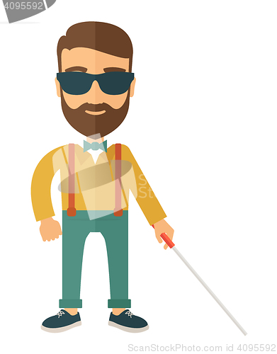 Image of Blind man with walking stick