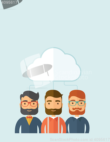 Image of Businessmen under the cloud. 