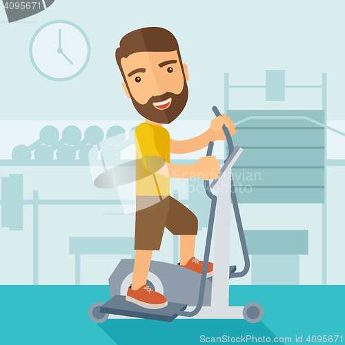 Image of Man in gym sport workout exercises.