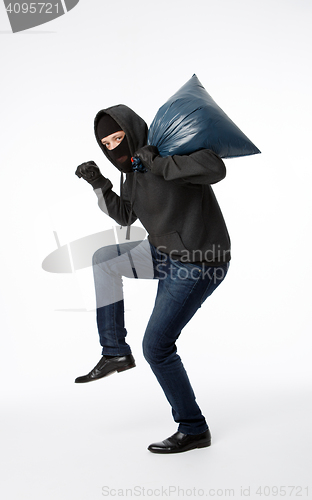 Image of Thief in mask with bag