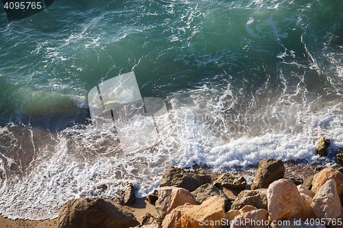 Image of Scenic view of coastal landscape on summertime