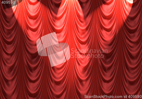 Image of spotlight on red curtain
