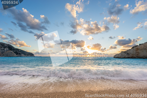 Image of Porto Katsiki beach sunset on Lefkada island in Greece 