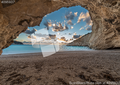 Image of Porto Katsiki beach sunset on Lefkada island in Greece 