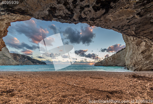 Image of Porto Katsiki beach sunset on Lefkada island in Greece 