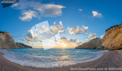 Image of Porto Katsiki beach sunset on Lefkada island in Greece 