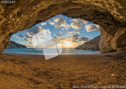 Image of Porto Katsiki beach sunset on Lefkada island in Greece 