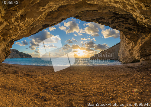 Image of Porto Katsiki beach sunset on Lefkada island in Greece 