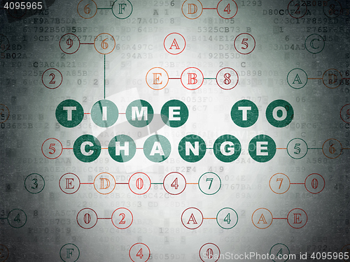 Image of Timeline concept: Time to Change on Digital Data Paper background
