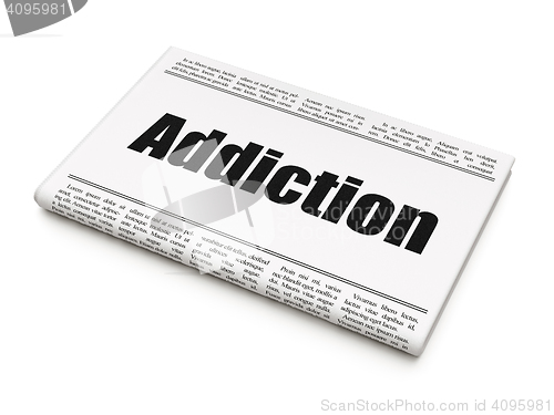 Image of Medicine concept: newspaper headline Addiction