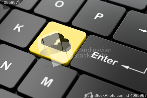 Image of Cloud technology concept: Cloud With Keyhole on computer keyboard background