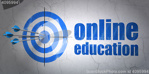 Image of Learning concept: target and Online Education on wall background