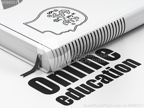 Image of Learning concept: book Head With Finance Symbol, Online Education on white background