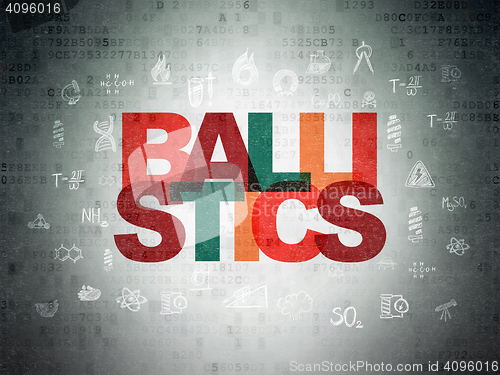 Image of Science concept: Ballistics on Digital Data Paper background