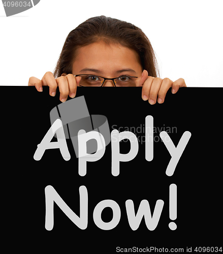 Image of Apply Now Sign For Work Application