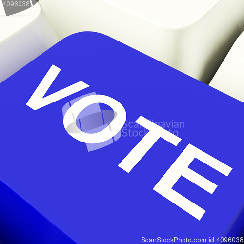 Image of Vote Computer Key In Blue Showing Options Or Choices