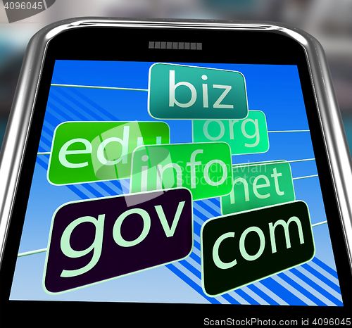 Image of Domains On Smartphone Shows Mobile Internet Access