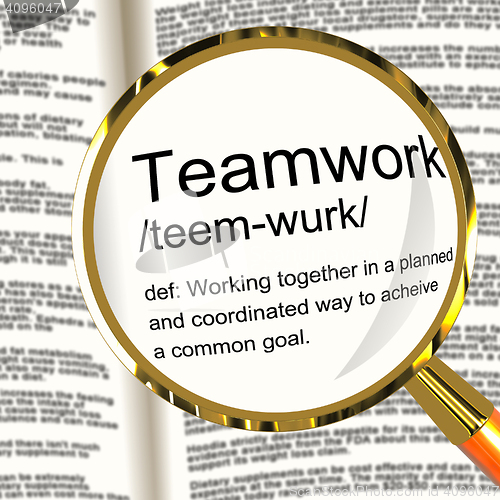 Image of Teamwork Definition Magnifier Showing Combined Effort And Cooper