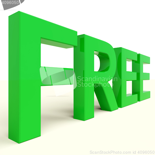 Image of Free Word In Green Showing Freebie and Promotion