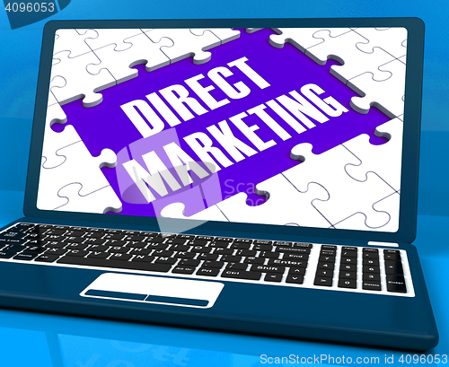 Image of Direct Marketing On Laptop Showing Targeting Clients Online