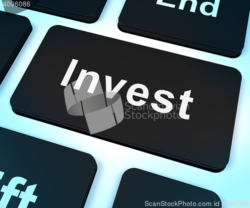 Image of Invest Key Showing Growing Wealth And Savings